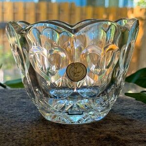 Vintage Fifth Avenue 24% Lead Crystal "Cherish" Scalloped Edge Heart Bowl